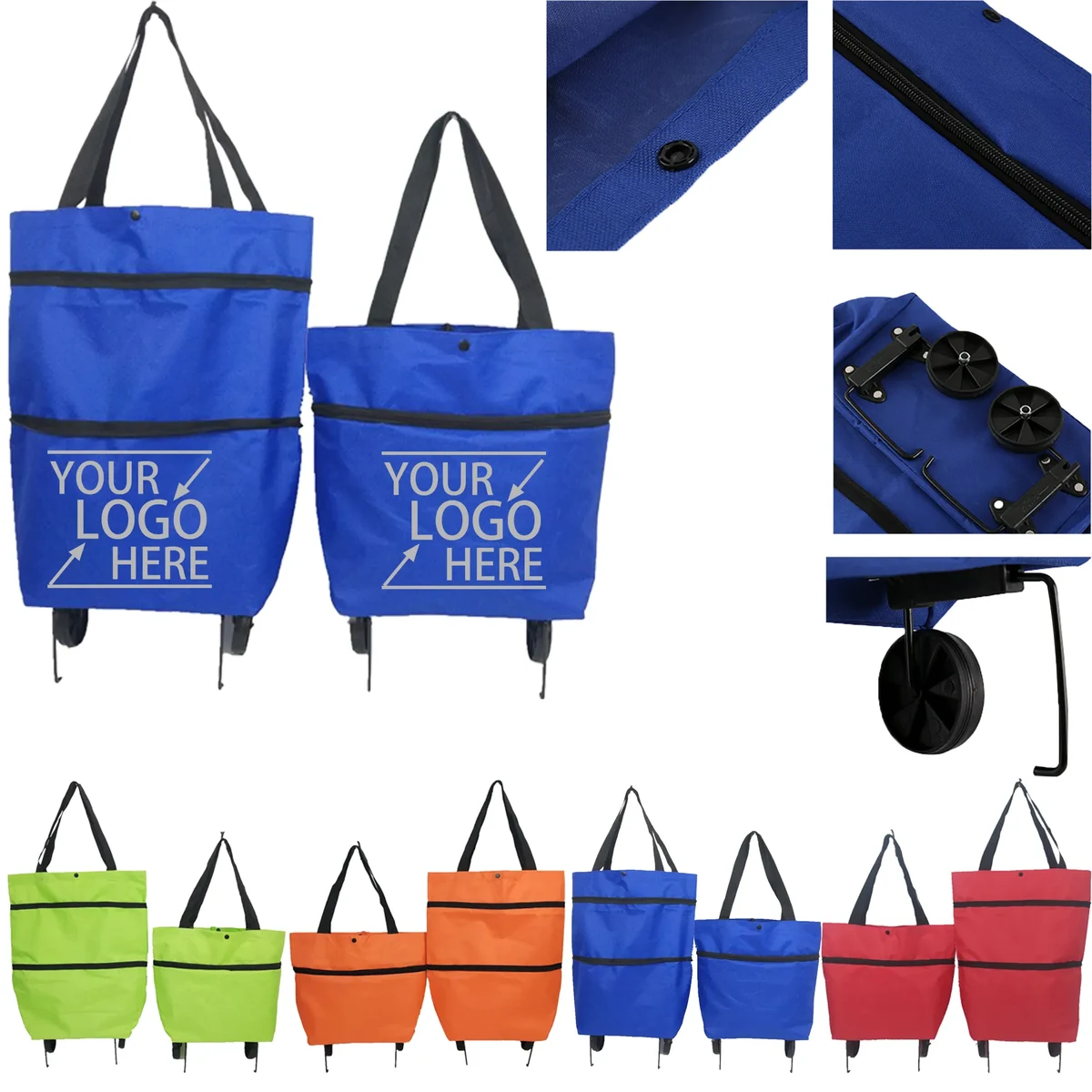 Collapsible Portable Wheeled Shopping Bag with Handle 1