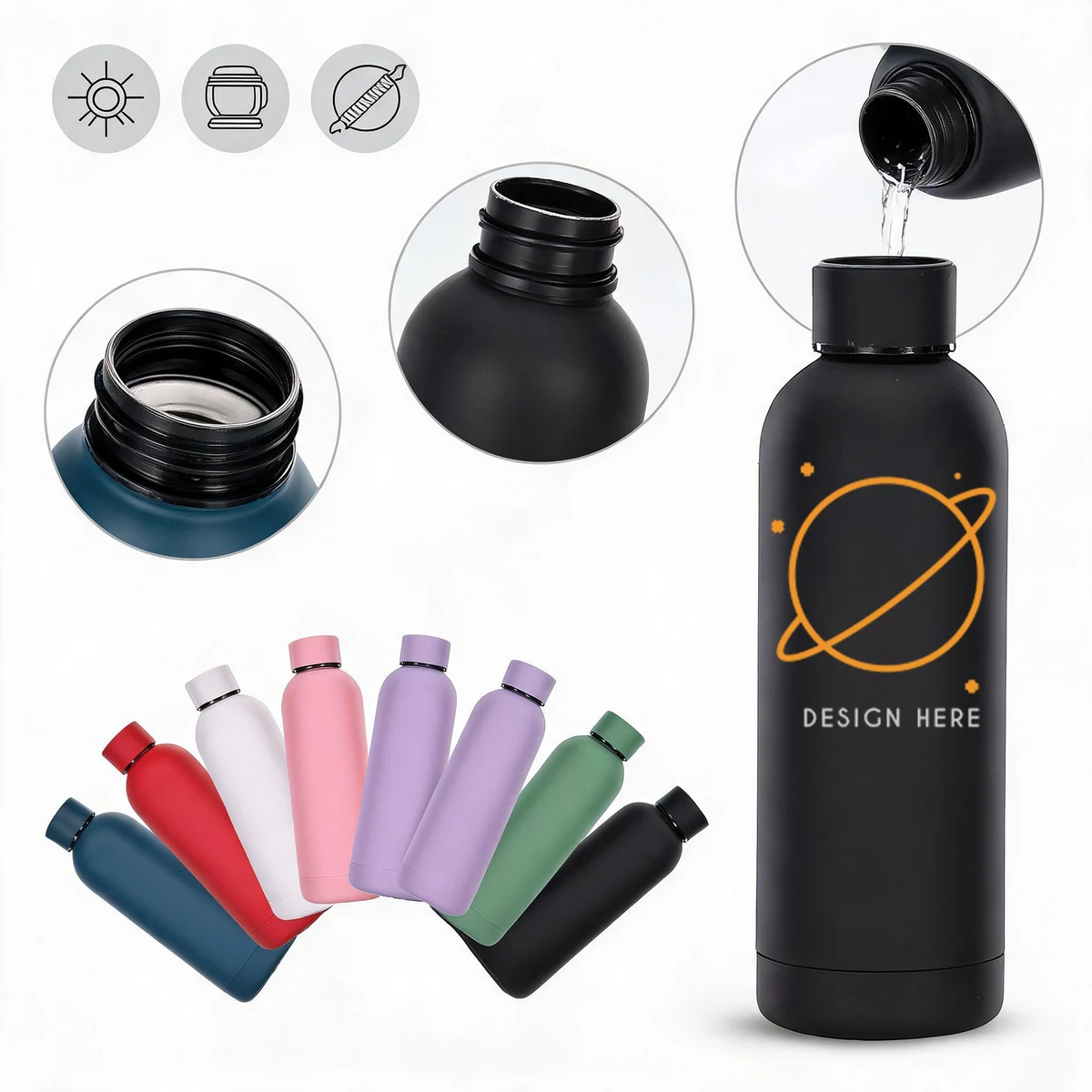 Matte Stainless Steel Water Bottle, Multi-color Options 1