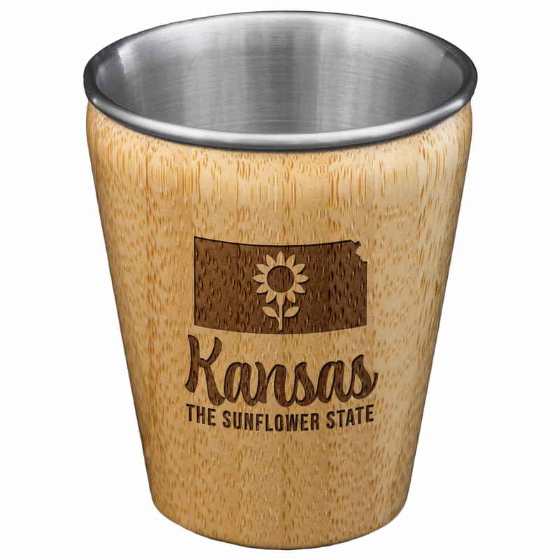 Kansas State Bamboo and Stainless Steel Shot Glass