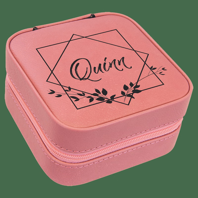 4" X 4" Pink Leatherette Travel Jewelry Box with Black Lining