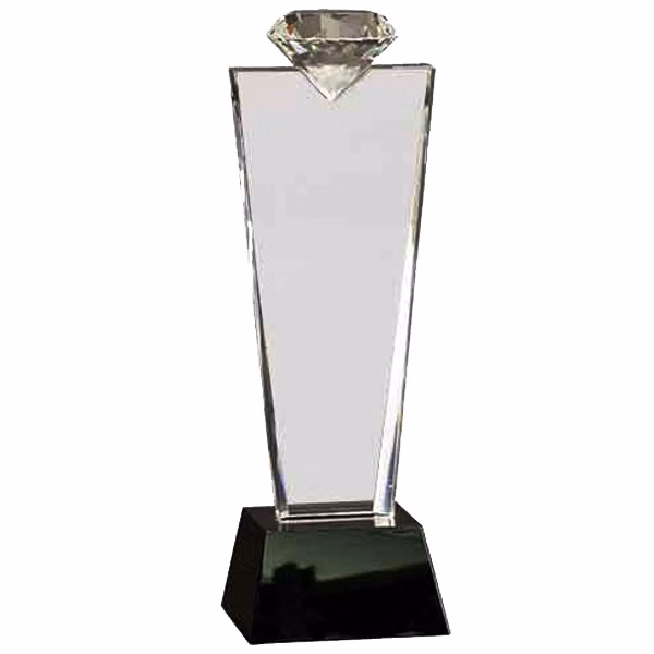 11 inch Crystal Diamond Top Award on Black Pedestal Base