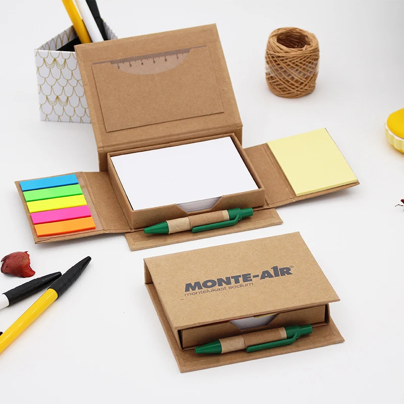 100 Pages Kraft Sticky Notes Portable Memo Pad With Pen 1