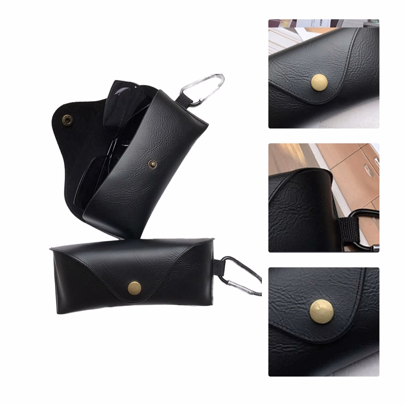Hook Leather Glasses Case with Snap Button
