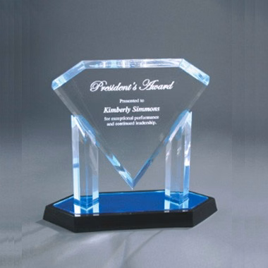 10 Inch Blue Floating Diamond Acryli