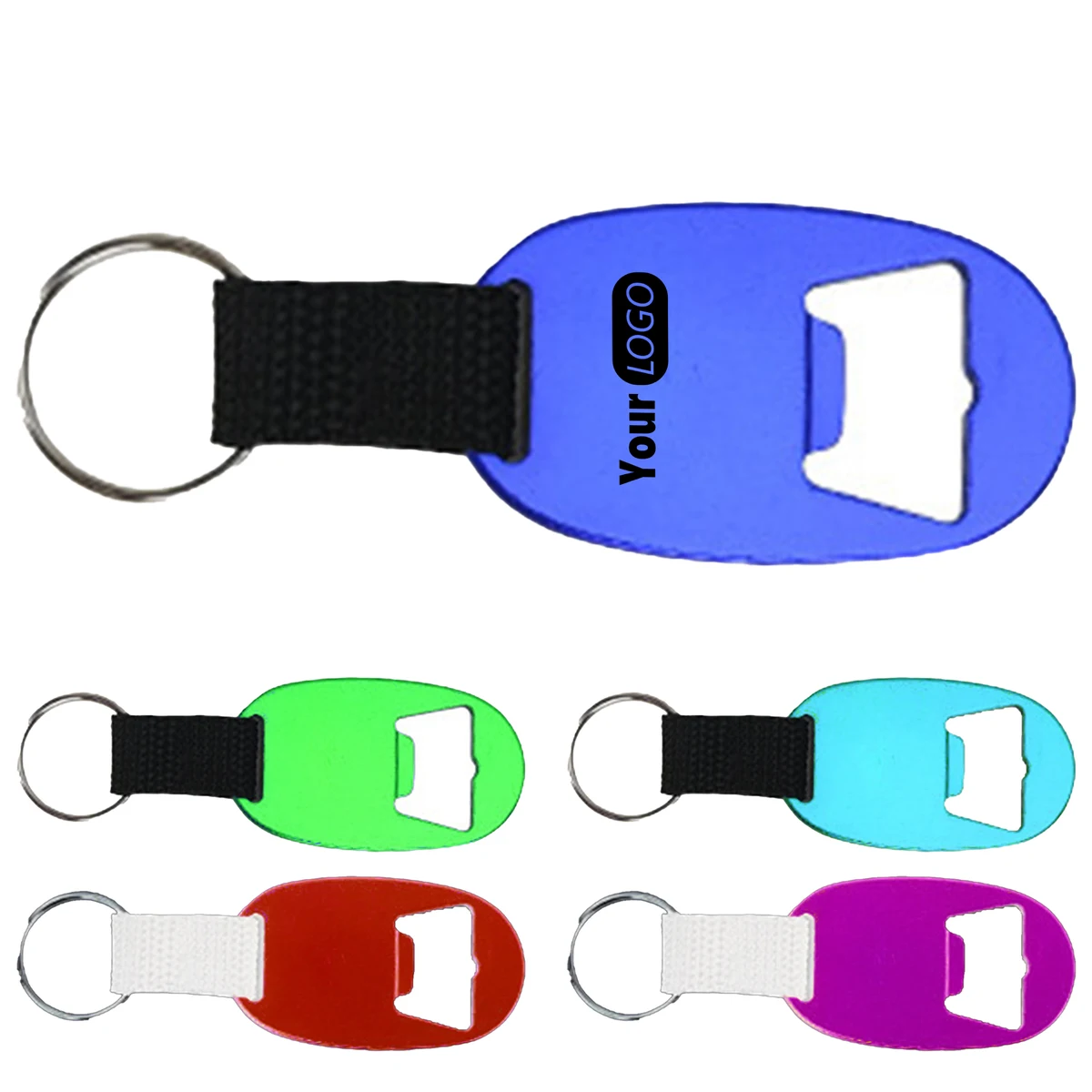 Aluminum Solid Color With Woven Keychain Bottle Opener 1