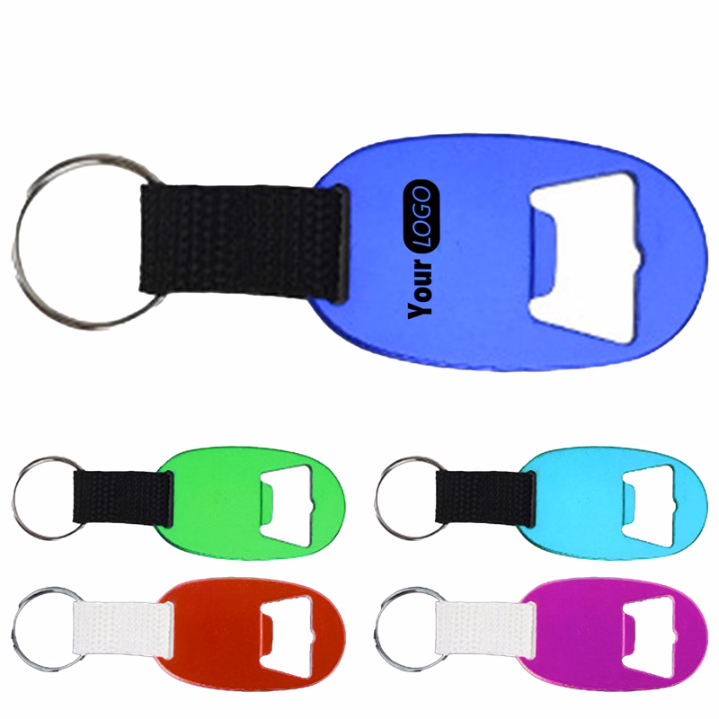 Aluminum Solid Color With Woven Keychain Bottle Opener