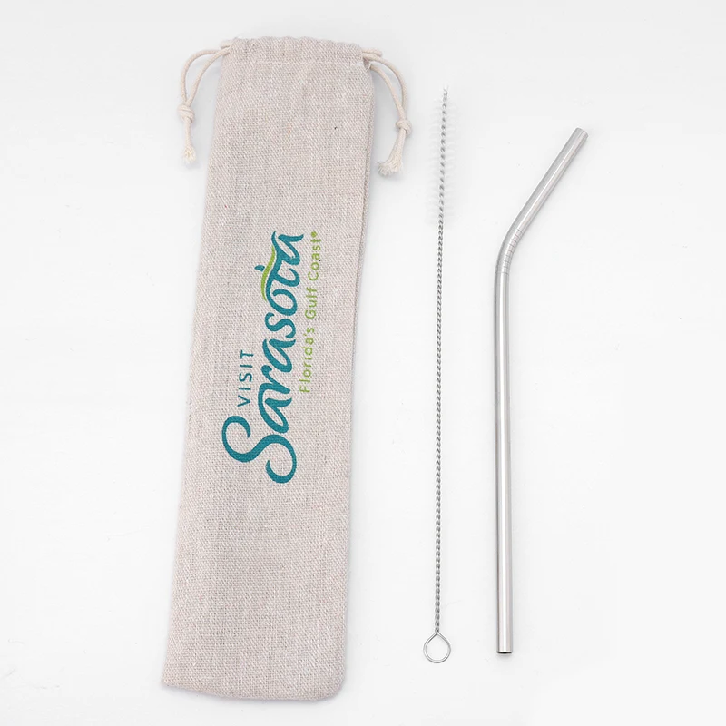 2 Pack Stainless Steel Straw Kit w/ Jute bag 1