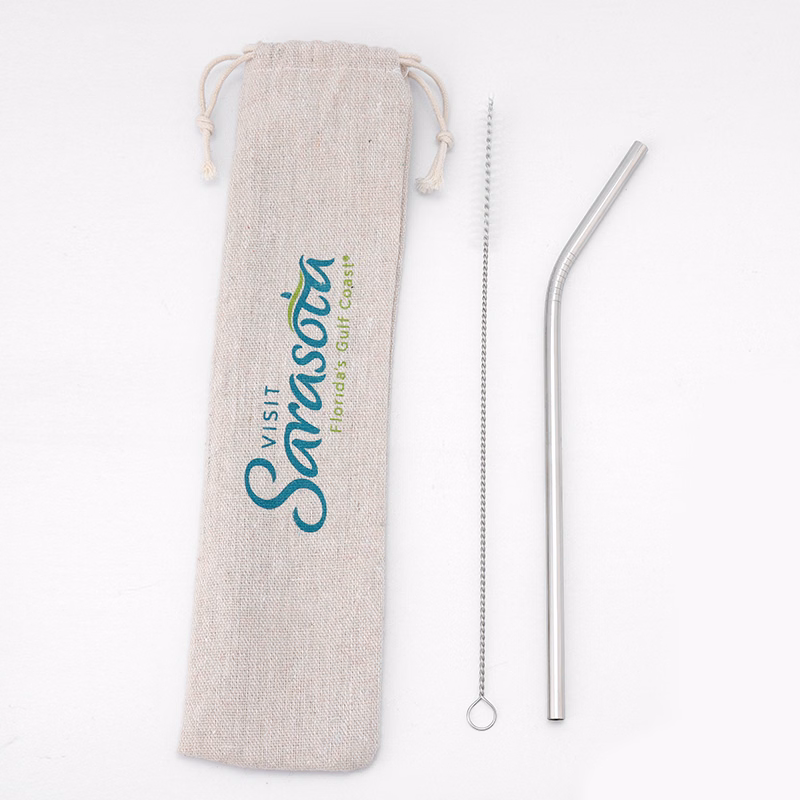 2 Pack Stainless Steel Straw Kit w/ Jute bag
