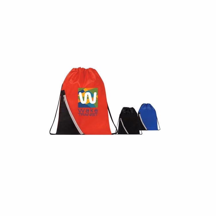 Drawstring Backpack w/Contrasting Pocket