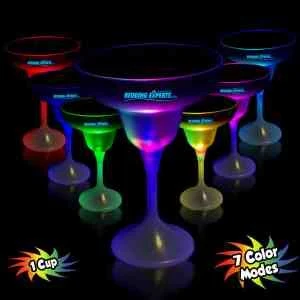 10 oz. LED Lighted Frosted Margarita Glass with White Base 1