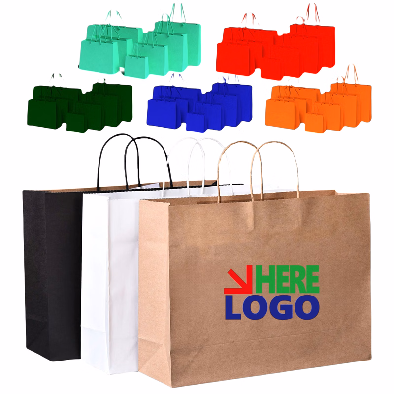 Kraft Shopping Gift Brown Paper Bag Biodegradable