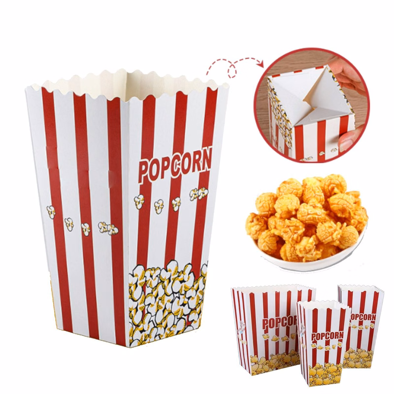 MOQ 500 Foldable 32 OZ Popcorn Paper Container Box Custom