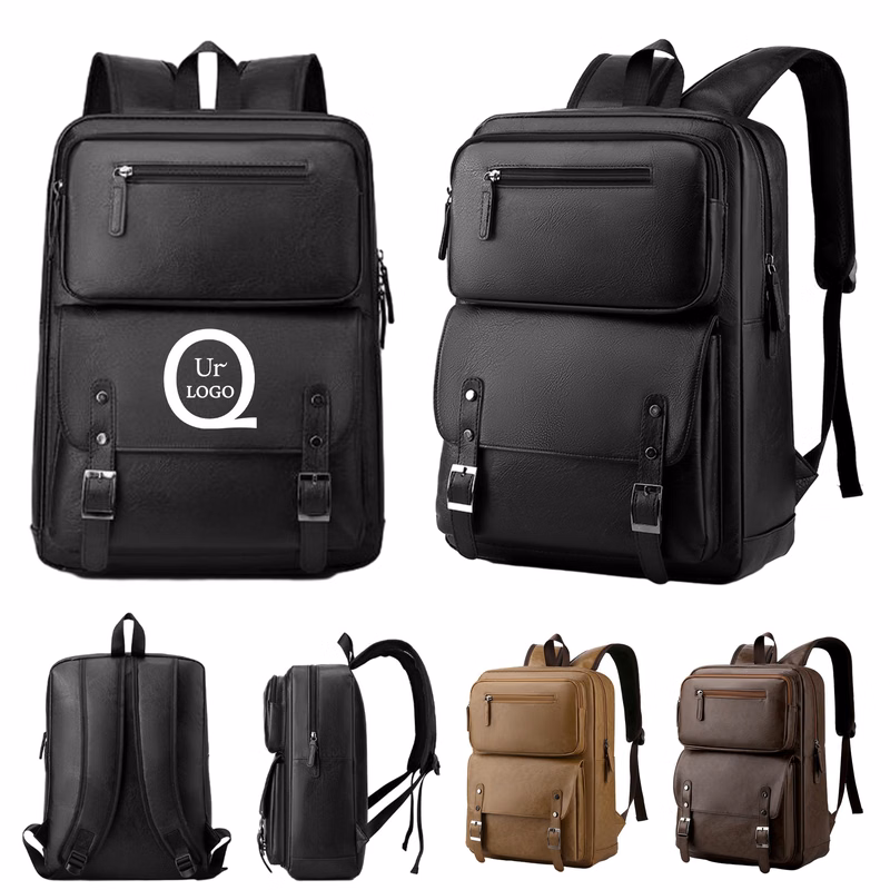 Large Capacity Soft Pu Leather Laptop Travel Backpack
