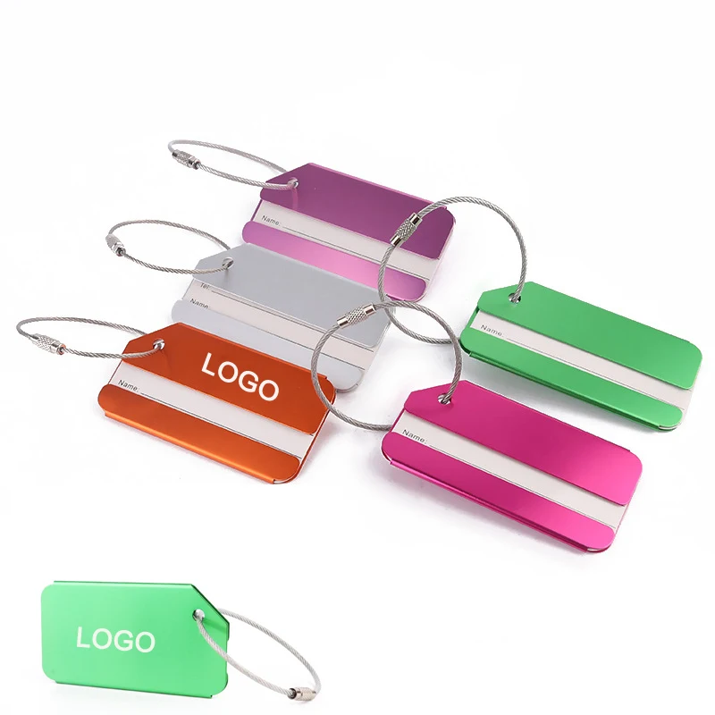 Aluminum Alloy Travel Luggage Tag w/Stainless Steel Rope 1