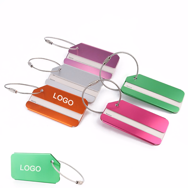 Aluminum Alloy Travel Luggage Tag w/Stainless Steel Rope
