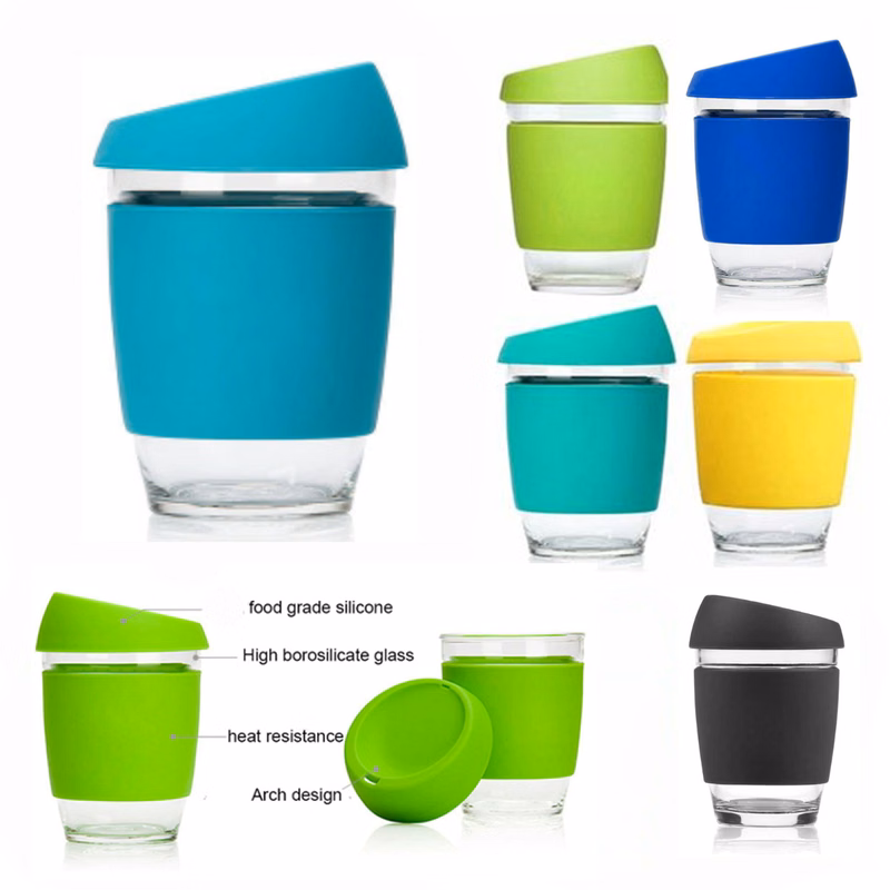 12oz Glass Coffee Cup w/ Lid