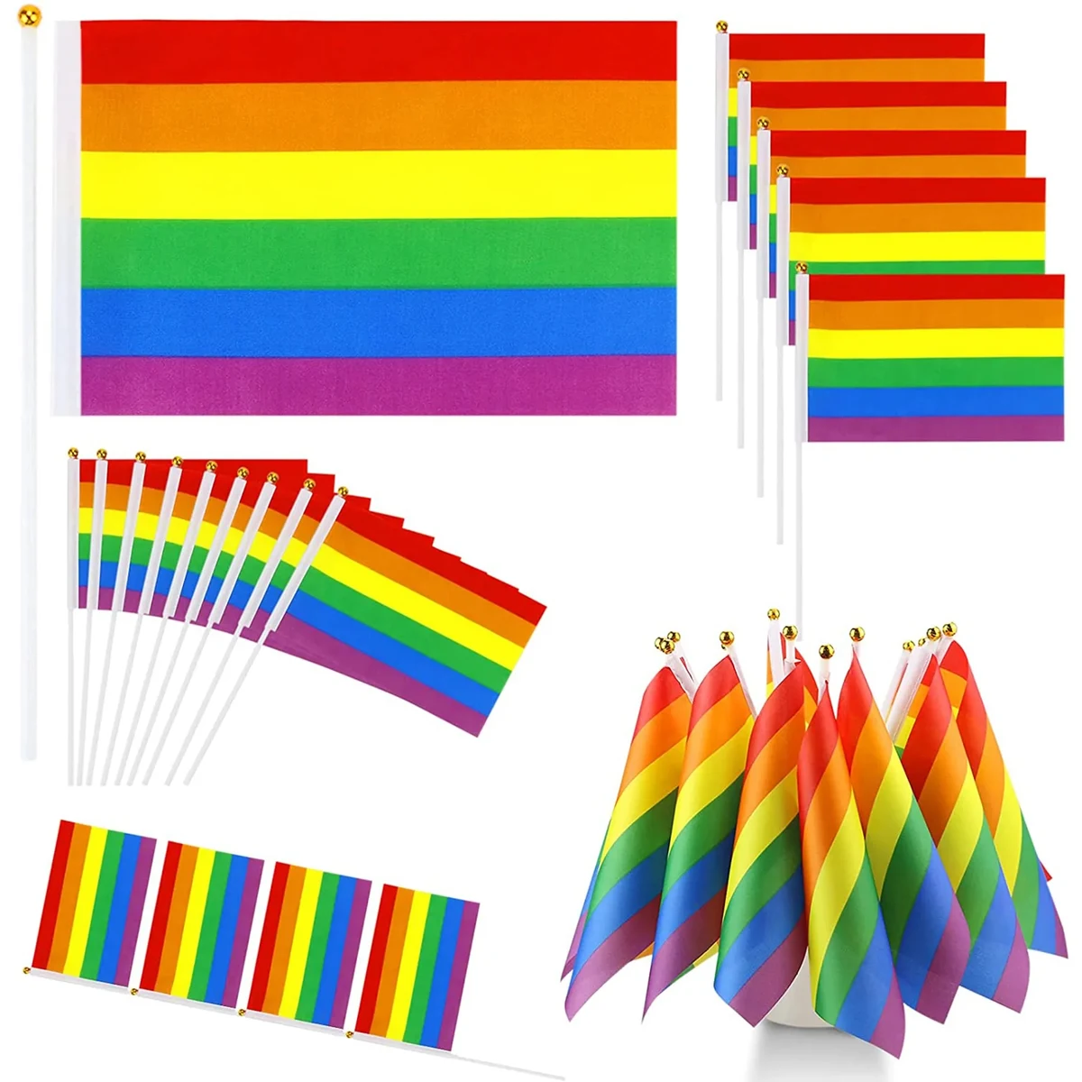 Small Mini Hand Held Rainbow Flag 1