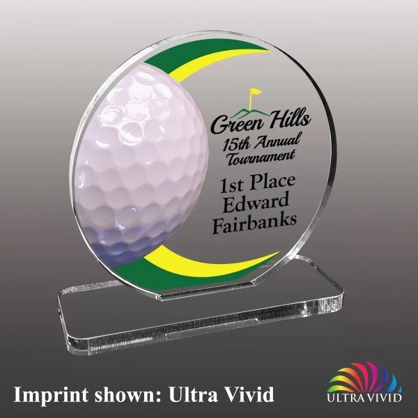 Golf Ball Themed Acrylic Award - Ultra Vivid Color 1