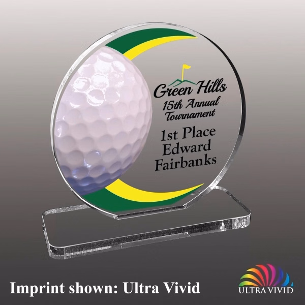 Golf Ball Themed Acrylic Award - Ultra Vivid Color