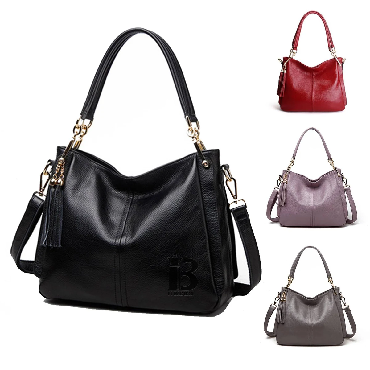 PU Leather Tassels Women Cross-body Handbags multicolour 1