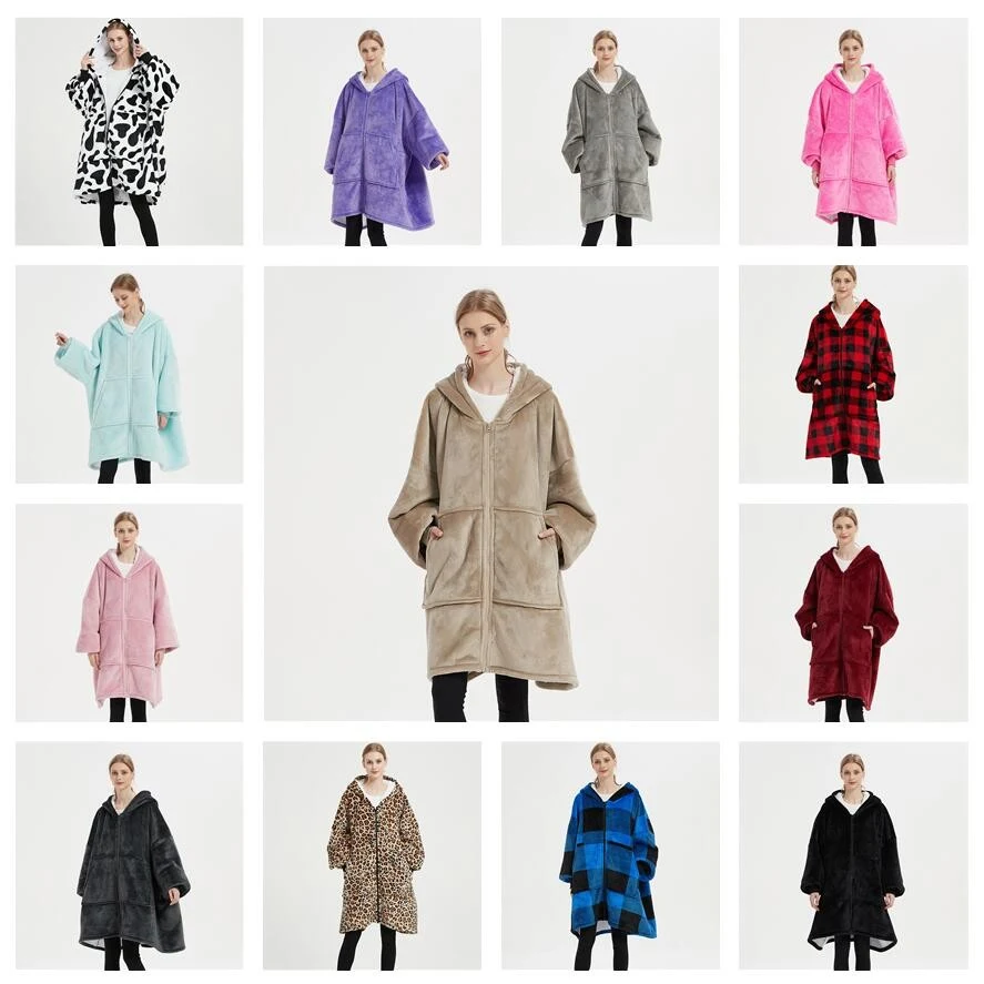 Womens Wearable Sweatshirt Oversized Hoodie Blanket 1