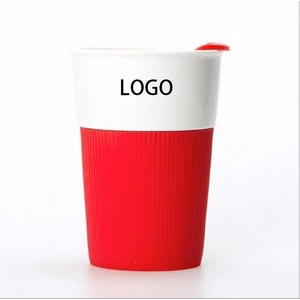 12oz Travel Ceramic Coffee Mug with Silicone Sleeve