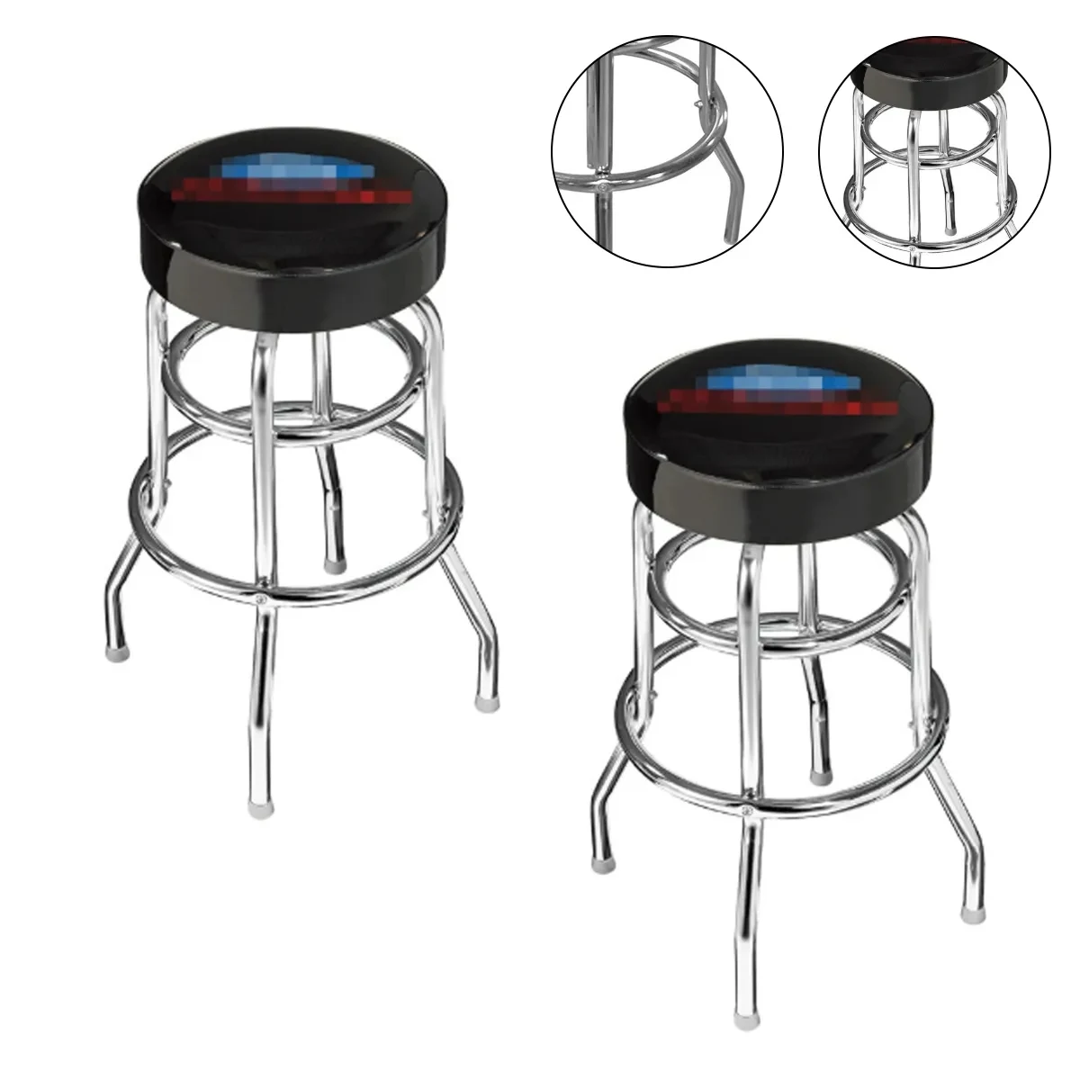 Double Ring Padded Swivel Bar Stool With Chrome Base 1