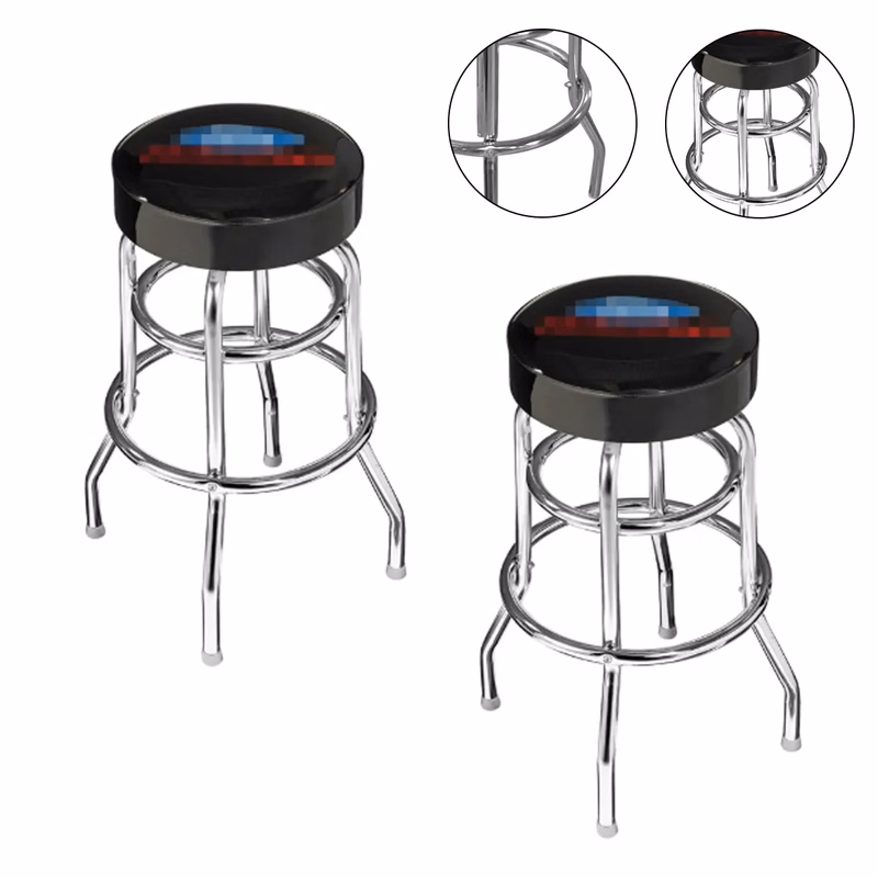 Double Ring Padded Swivel Bar Stool With Chrome Base