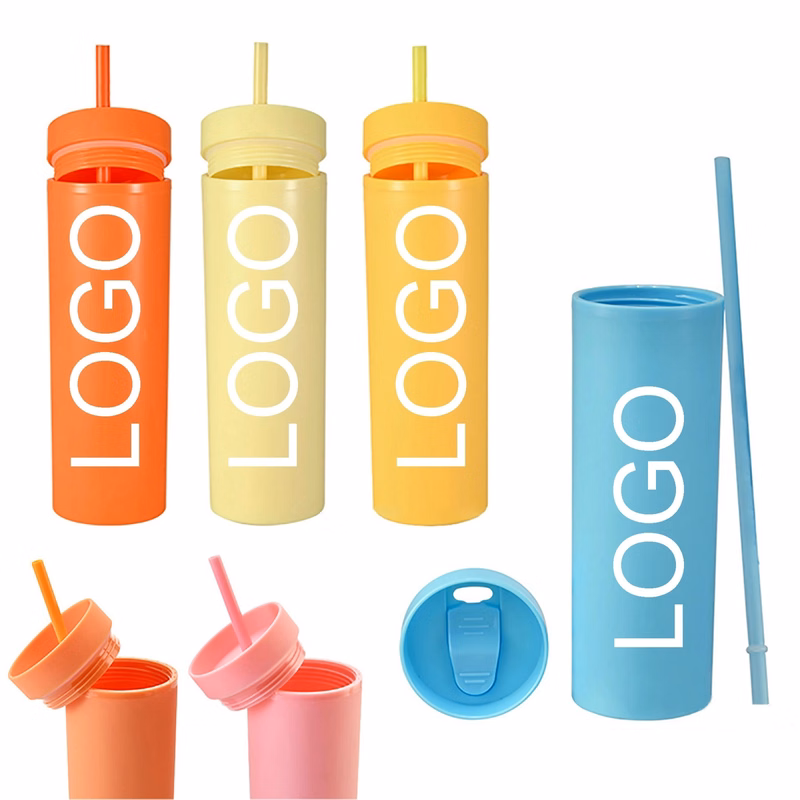 16oz Plastic Tumbler with Straw