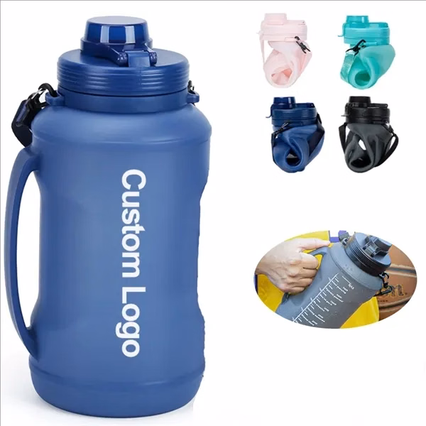 64 Oz Silicone Foldable Sports Kettle for Commutes, Fitness and Travel