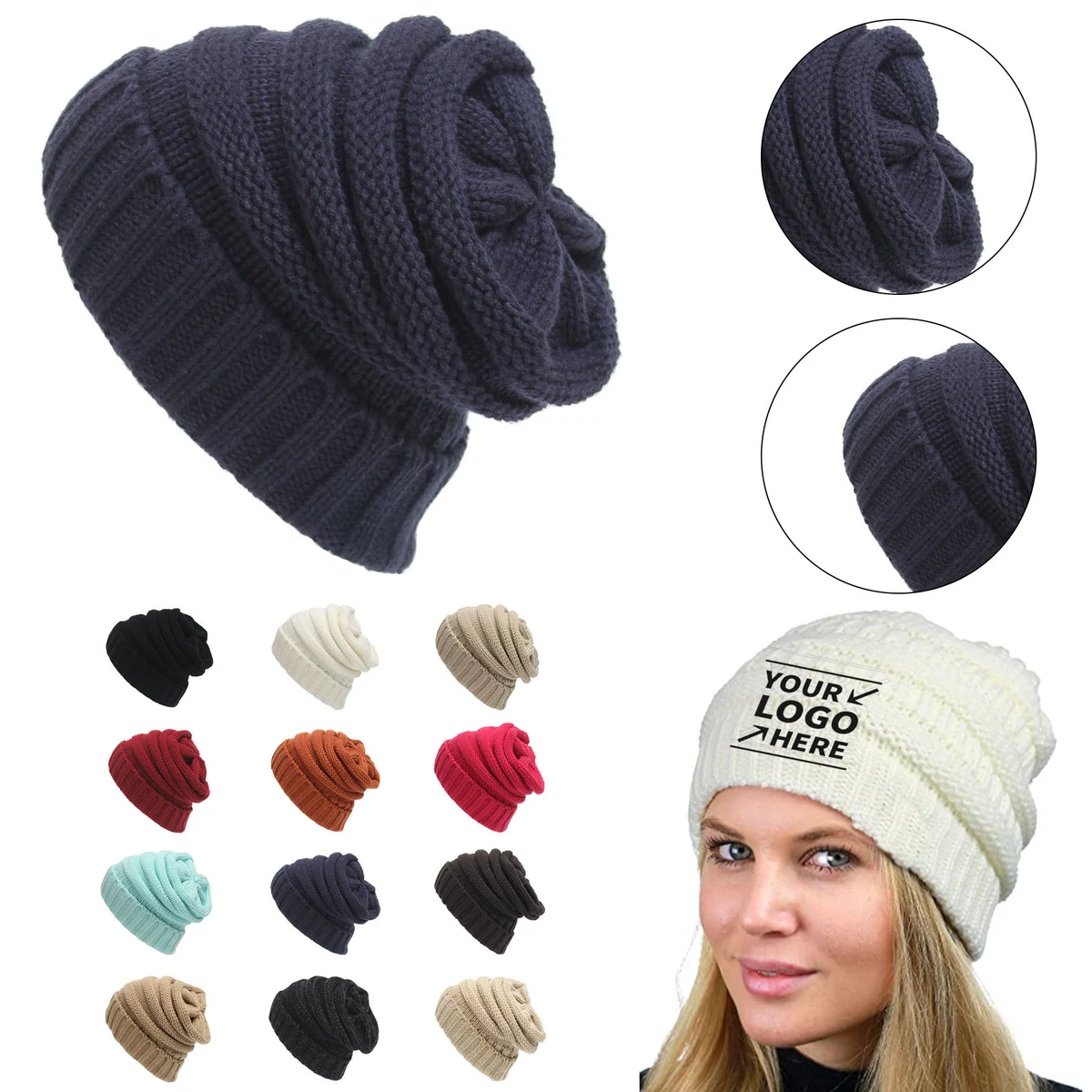 Unisex Soft Stretch Cable Knit Beanie 1