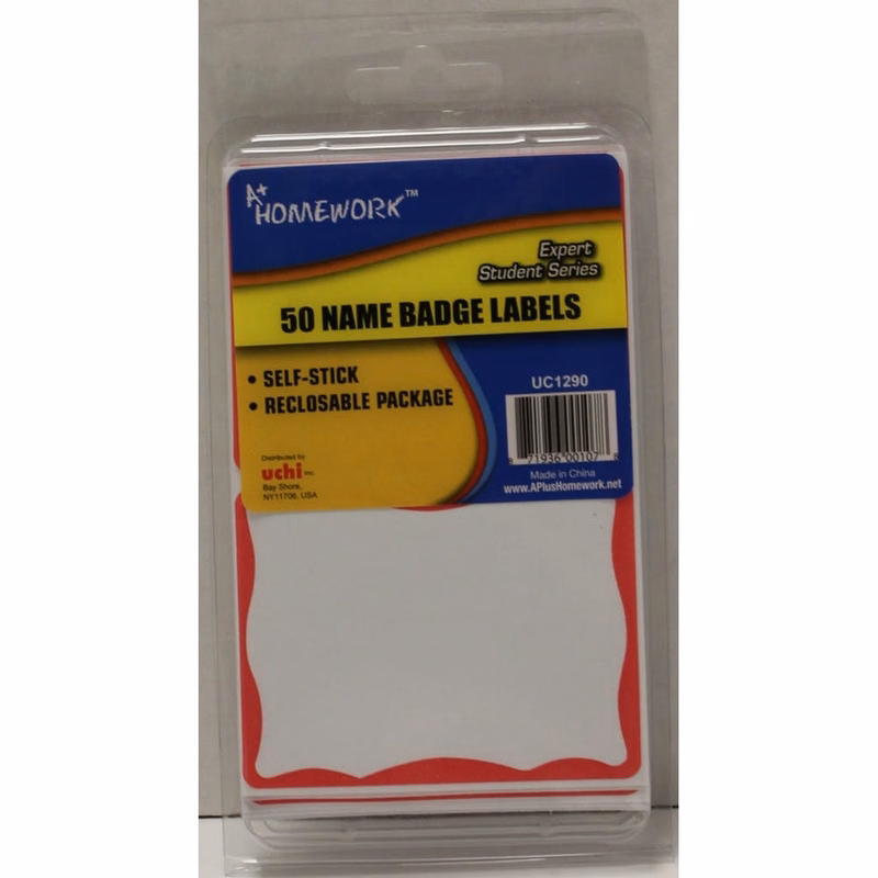 Name Badges - Red Border 50 Pieces