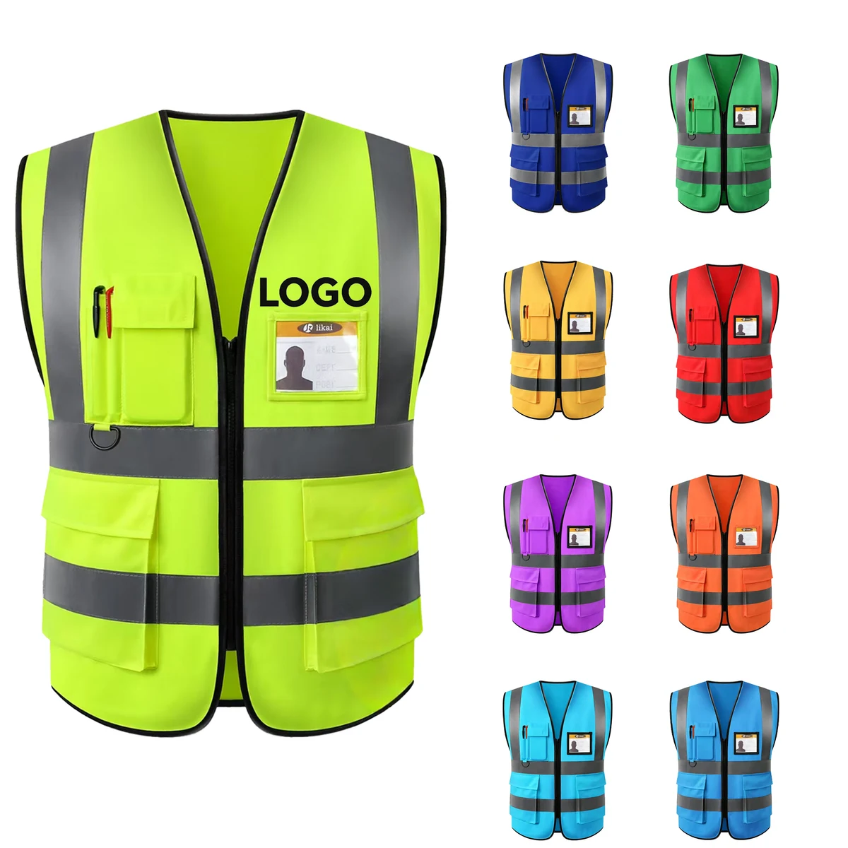 Reflective Safety Vest Multi-Pocket Construction Workwear 1