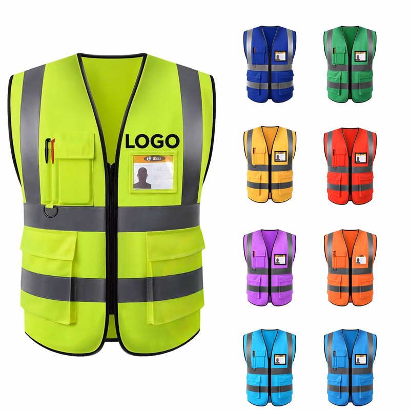 Reflective Safety Vest Multi-Pocket Construction Workwear