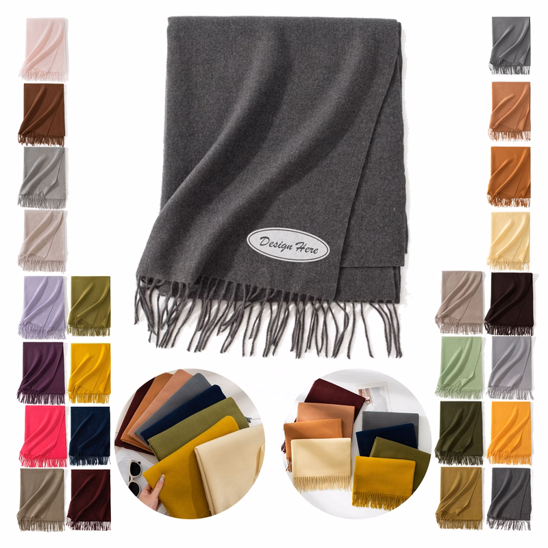 MOQ 50pcs Elegant Branded Fringe Scarf