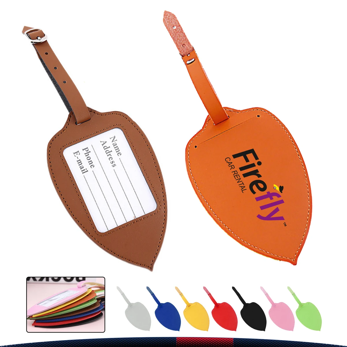 Olivet Leaf-Shaped PU Leather Luggage Tag 1