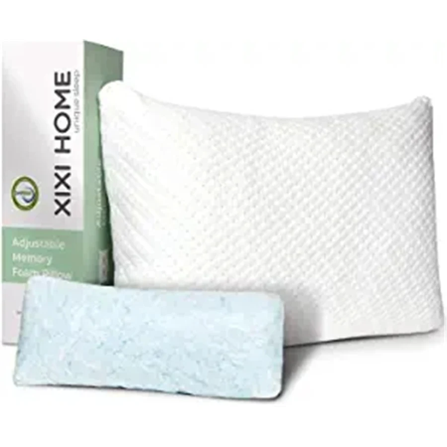 Shredded Memory Foam Pillow for Sleeping, Soft Adjustable Bed Pillows with Washable Bamboo Pillow Co 1