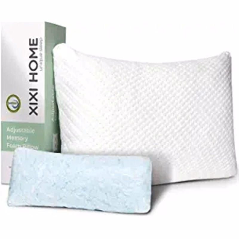 Shredded Memory Foam Pillow for Sleeping, Soft Adjustable Bed Pillows with Washable Bamboo Pillow Co