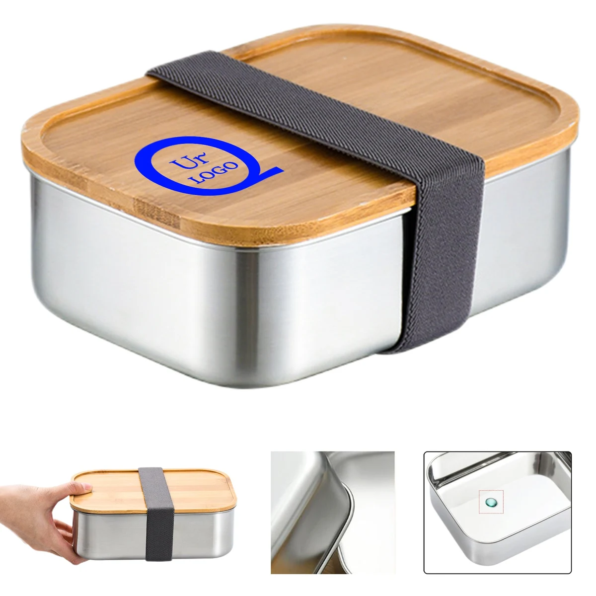 Stainless Steel Lunch Box W/ Wood Lid 1