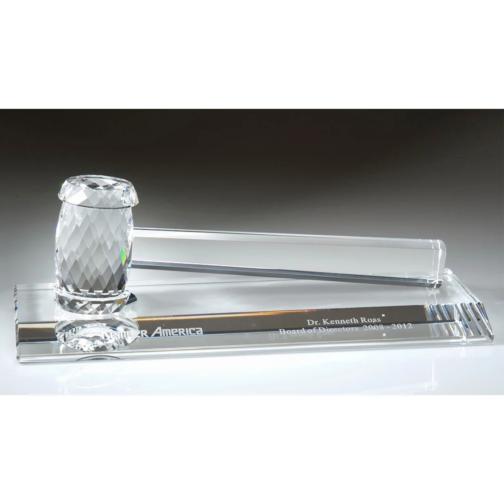 Optical Crystal Gavelwith Base Whole Set Award 1