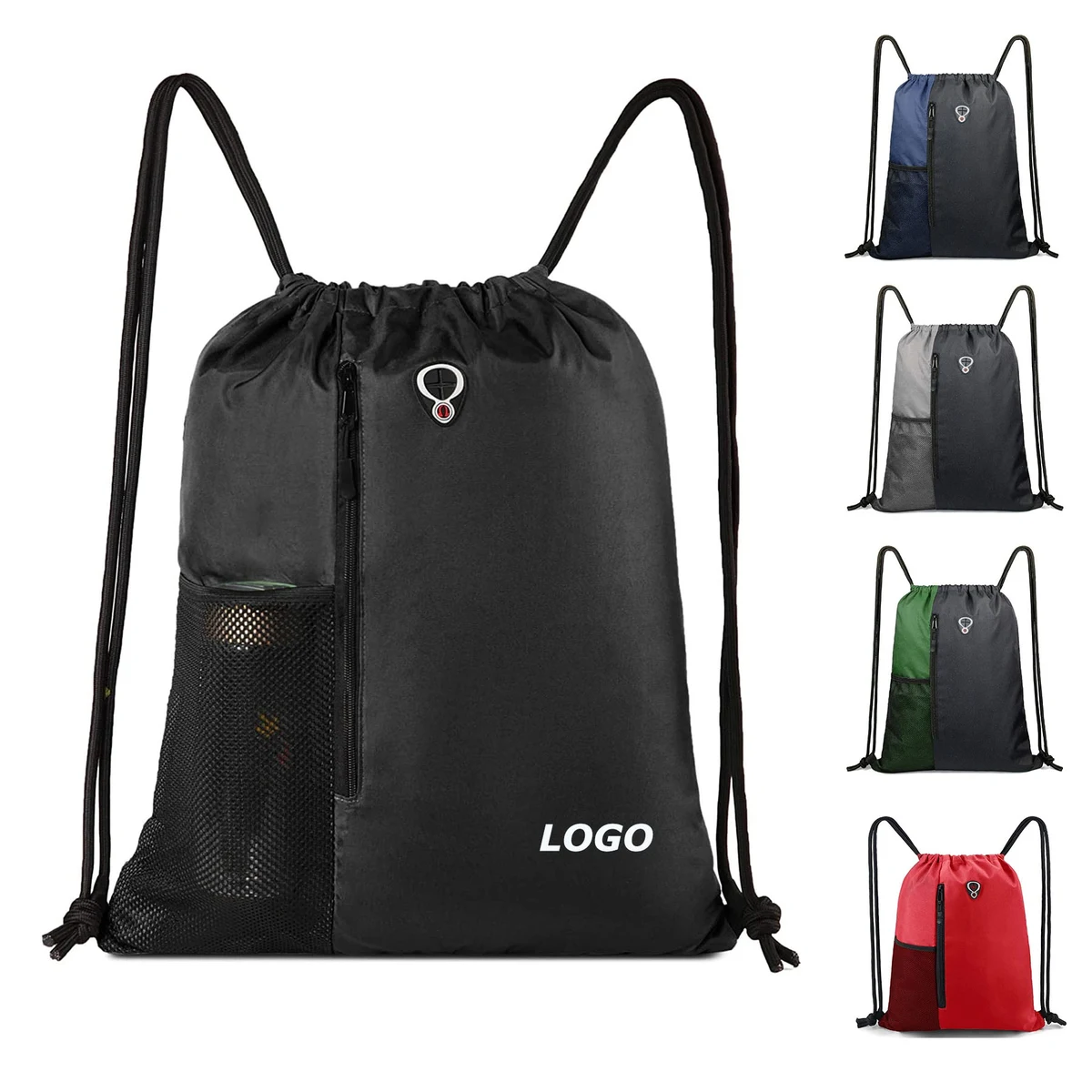 Gym Drawstring Backpack with Mesh Pocket 1