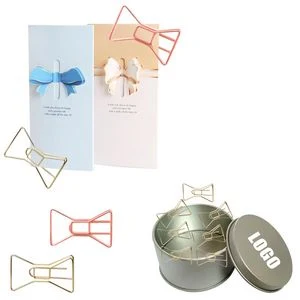 Bow Tie Shaped Paper Clips in Tin Box 1