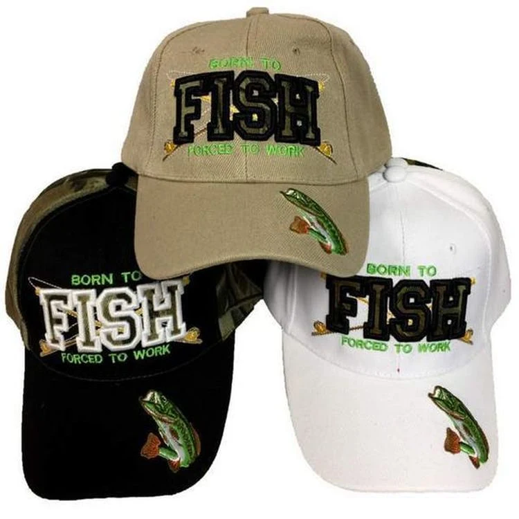 Born to Fish Forced to Work Baseball Hats - Assorted 1