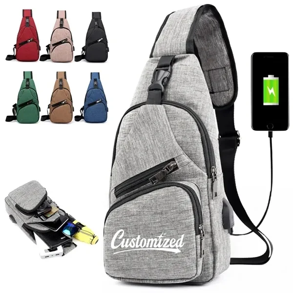 Custom USB Charging Crossbody Sling Bag — On the Go Tech & Travel Essentials 1