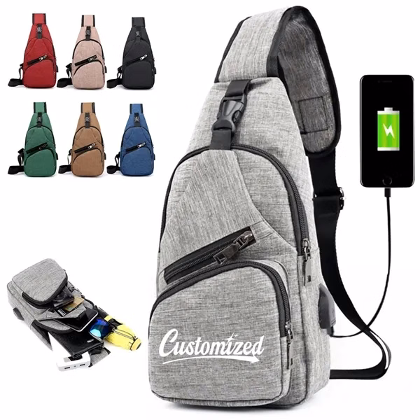 Custom USB Charging Crossbody Sling Bag — On the Go Tech & Travel Essentials