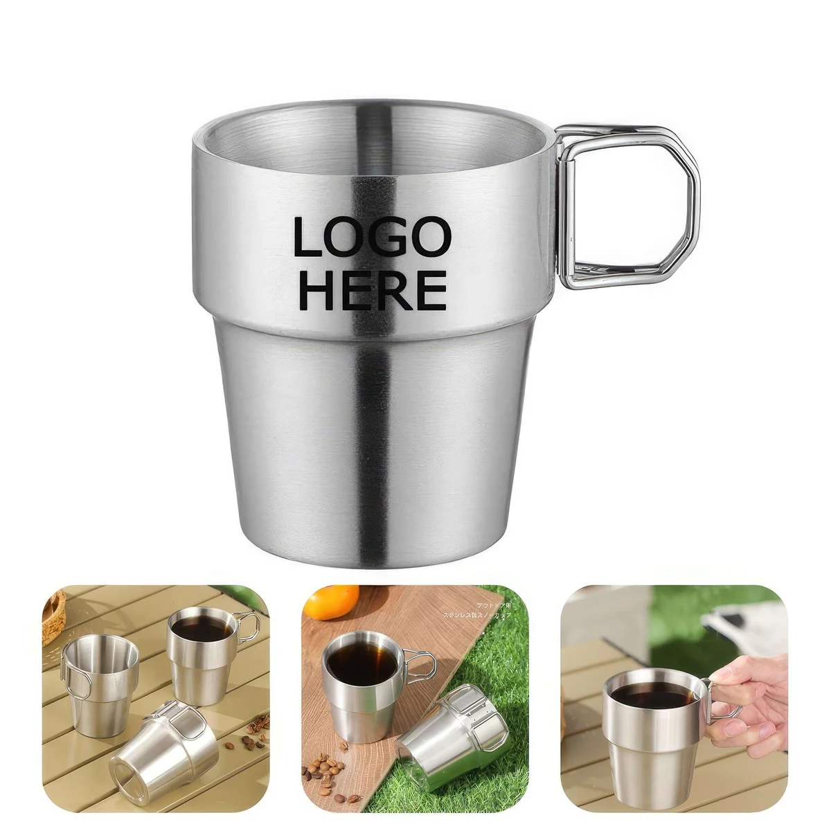 Customized Camping Coffee Cup With Folding Handle 1