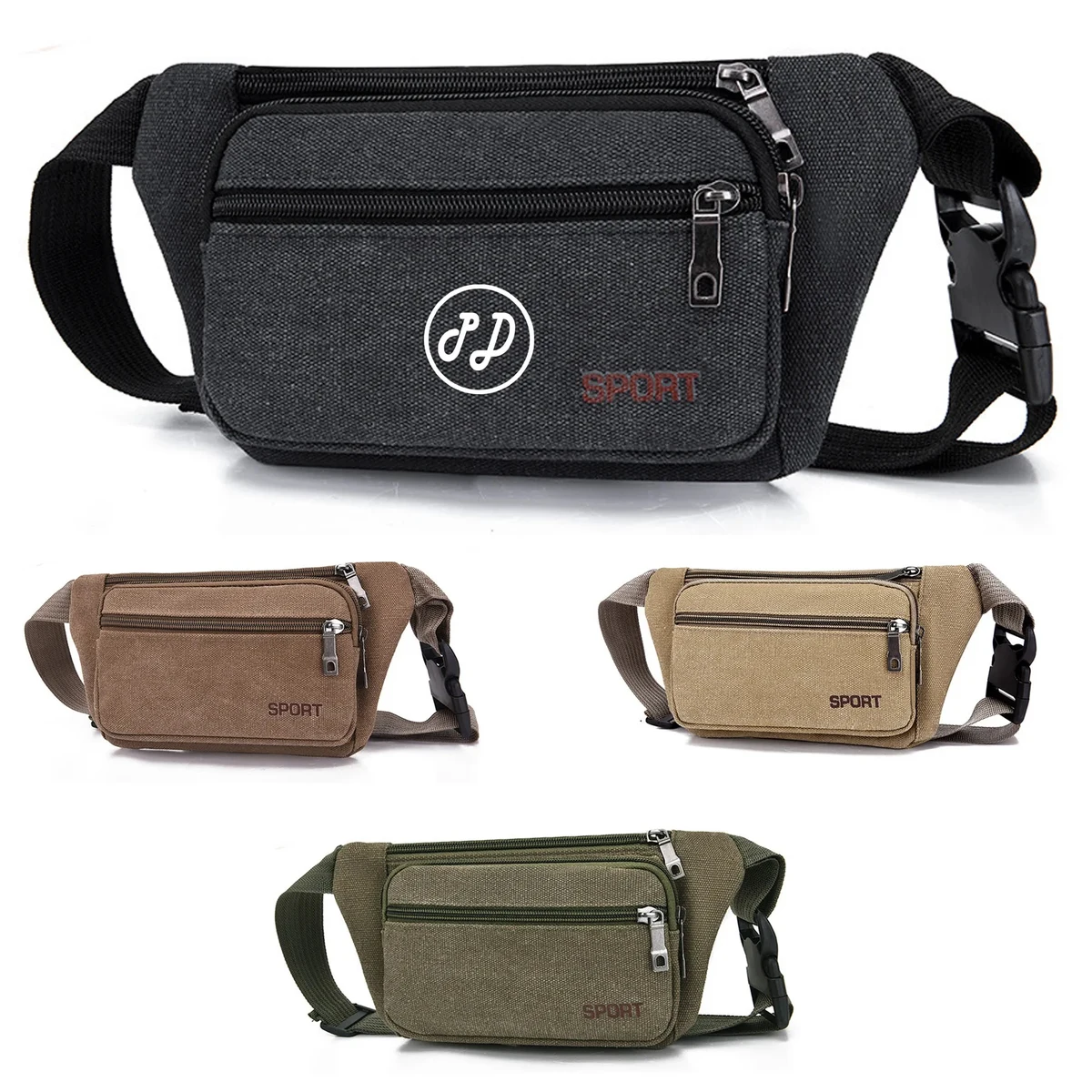 Adjustable Strap Crossbody Canvas Waist Bag 1