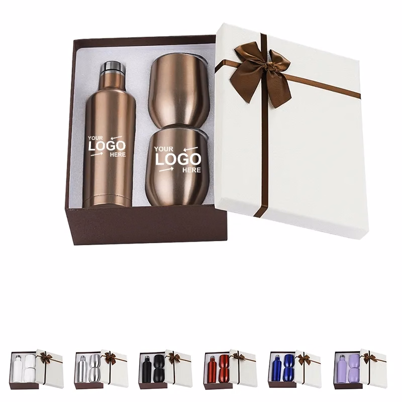 3Pcs Gift Box Wine Bottle And Tumblers