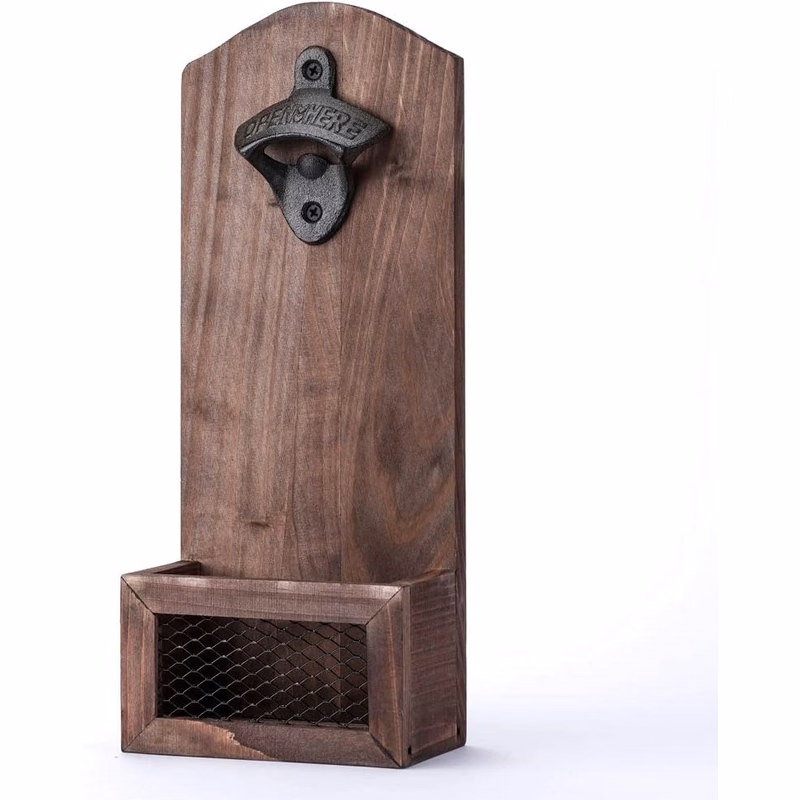 Wooden wall-mounted bottle opener (collector with lid)