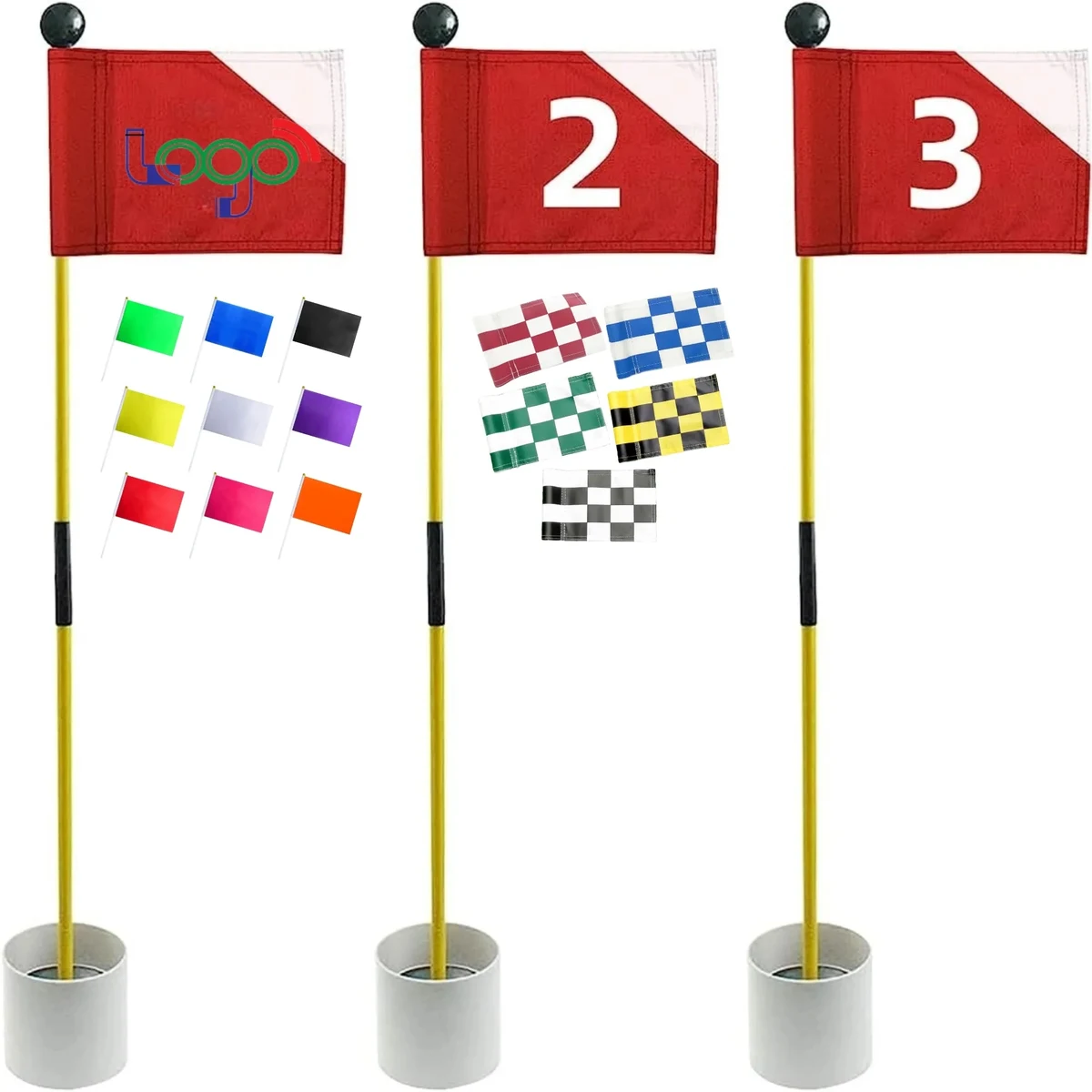 Bucket Golf Pin Flags Hole Cup Game Premium Flagstick Set 1